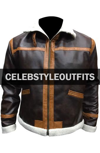 Leon Kennedy Resident Evil Aviator Brown Shearling Jacket