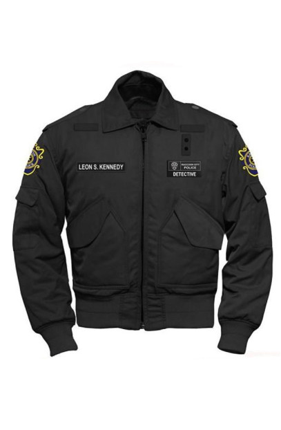 Resident Evil Leon Kennedy Gaming Bomber Black Cotton Jacket resident-evil2-remake-leon-s-kennedy-black-jacket