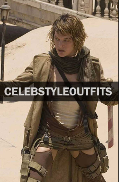 Milla Jovovich Alice Resident Evil Brown Cotton Trench Coat resident-evil-extinction-alice-costume