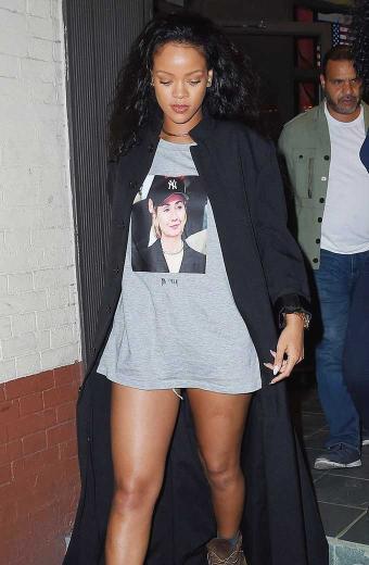 Womens Rihanna Street Style Casual Black Cotton Long Coat