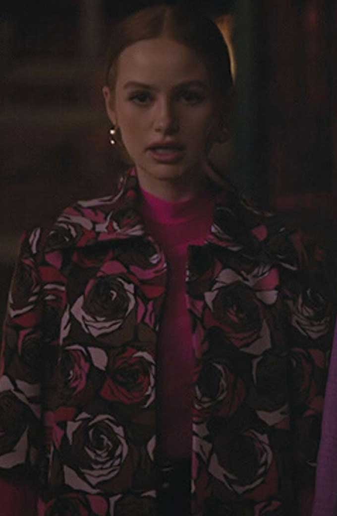 Madelaine Petsch Riverdale Cheryl Blossom Pink Floral Coat