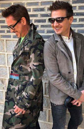 Robert Downey Jr Green Cotton Cargo Army Camouflage Coat