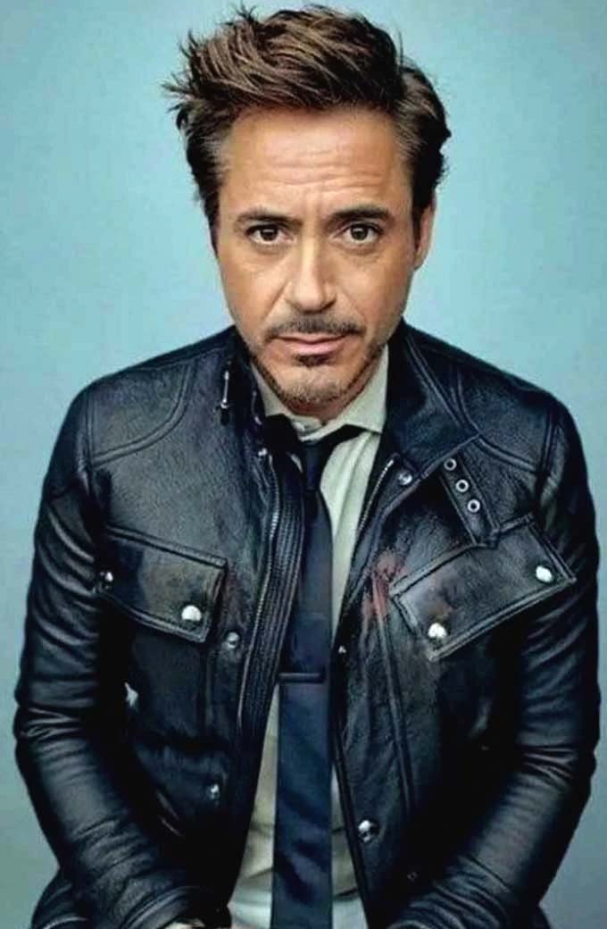 Casual Belstaff Style Robert Downey Jr Black Leather Jacket