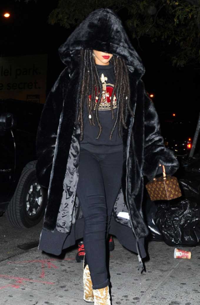 Robyn Rihanna Casual Black Coat