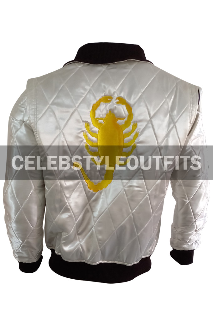Ryan Gosling Drive Scorpion Silver Satin Jacket