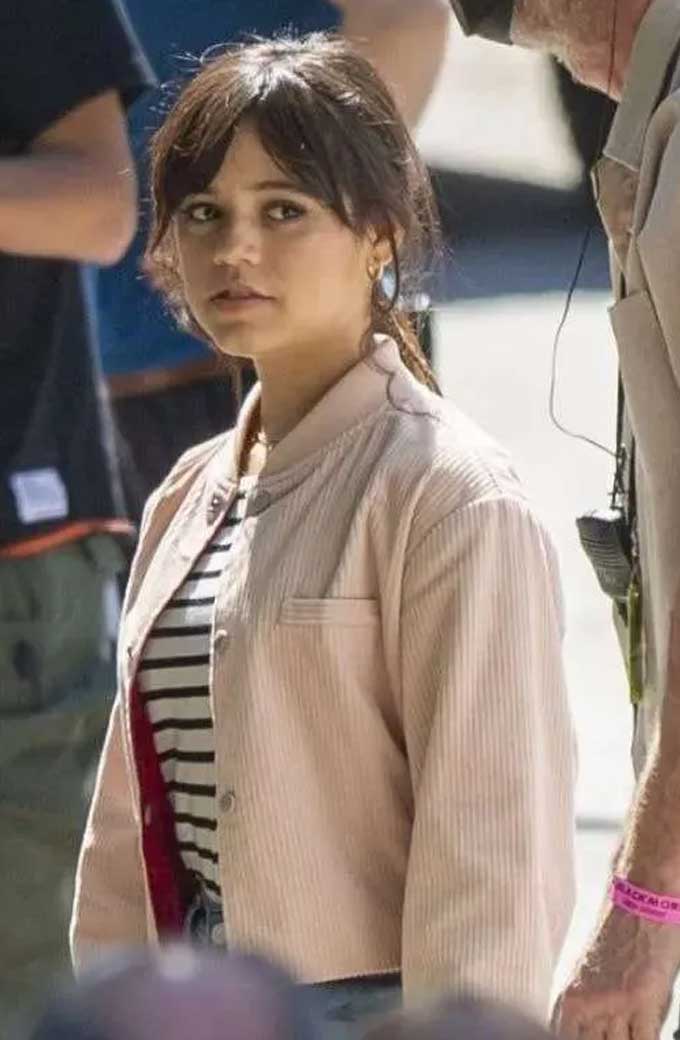 Jenna Ortega Tara Carpenter Scream Bomber Pink Corduroy Jacket