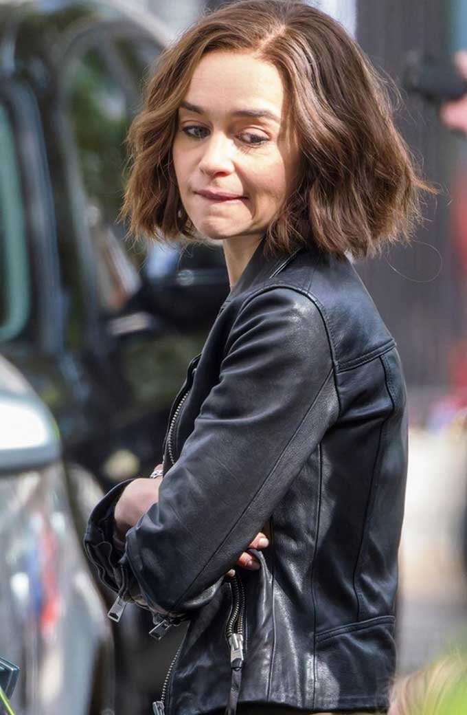 Abigail Brand Secret Invasion Emilia Clarke Black Leather Jacket