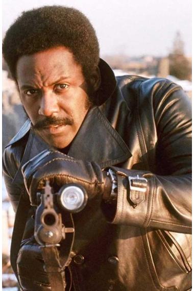 Shaft Richard Roundtree Bomber Black Leather Trench Jacket