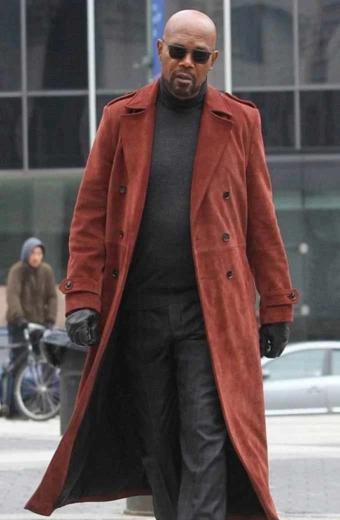 Shaft Movie Samuel L Jackson John Shaft Red Suede Trench Coat