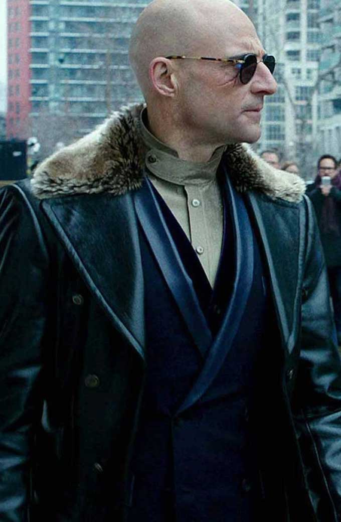 Shazam Mark Strong Doctor Sivana Black Leather Trench Coat mark-strong-shazam-coat