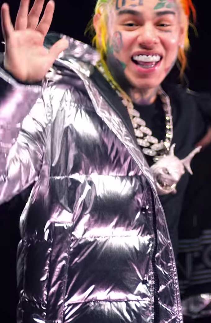 6ix9ine American Rapper Trollz Metallic Puffer Jacket