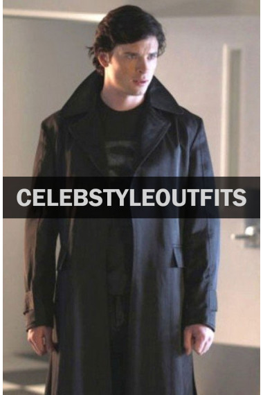 Superman Smallville Tom Welling Clark Kent Black Cotton Coat