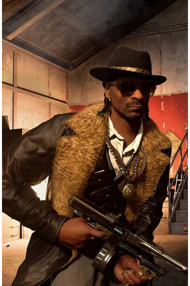 Vanguard Call Of Duty Snoop Dog Black Leather Trench Coat