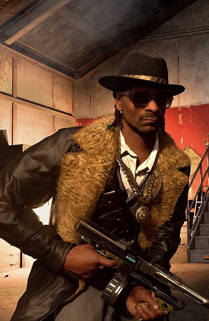 Vanguard Call Of Duty Snoop Dog Black Leather Trench Coat