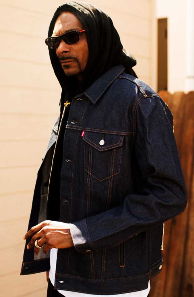 Mens Snoop Dogg Street Style Casual Bomber Blue Denim Jacket