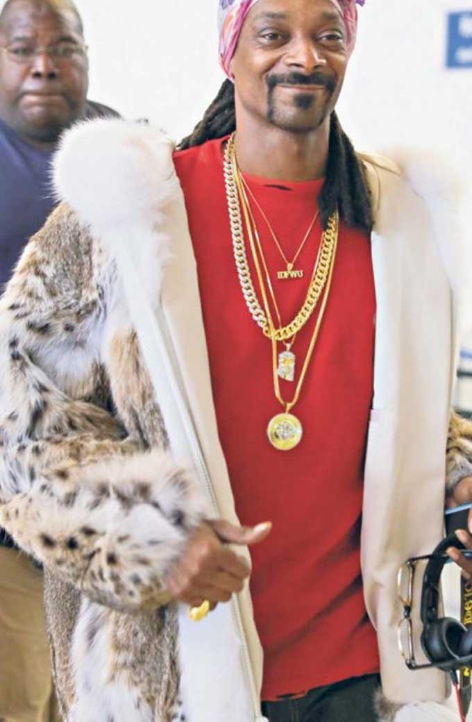 Mens Snoop Dogg Street Style Casual Beige Fur Winter Coat