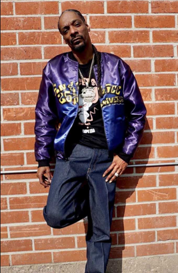 Snoop Dogg Gin And Juice Mens Bomber Purple Satin Jacket