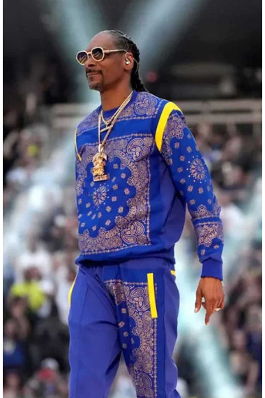 Snoop Dogg Super Bowl Halftime Blue Fleece Bomber Tracksuit