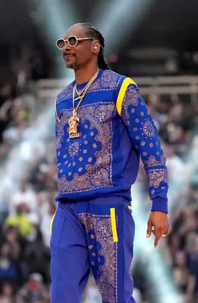 Snoop Dogg Super Bowl Halftime Blue Fleece Bomber Tracksuit
