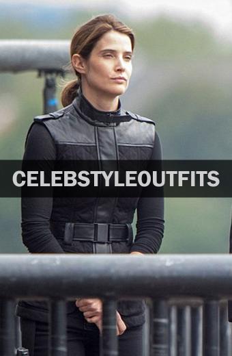 Maria Hill Spider-man Cobie Smulders Black Cotton Quilted Vest
