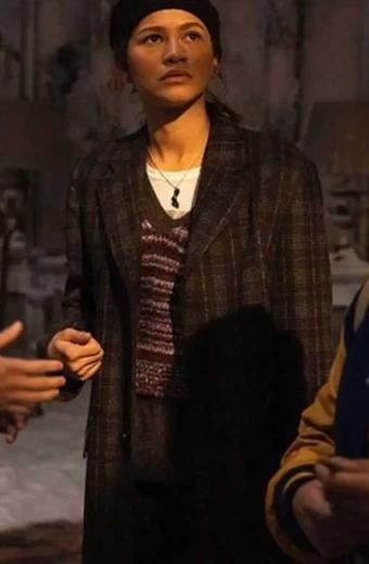 Michelle Jones Spider Man No Way Home Zendaya Plaid Wool Coat