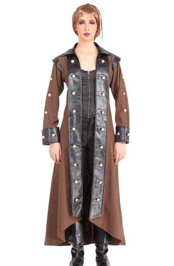 Victorian Steampunk Lieutenant Estfeld Brown Cosplay Coat