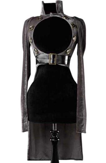 Victorian Steampunk Womens Open Bust Grey Velvet Tailcoat