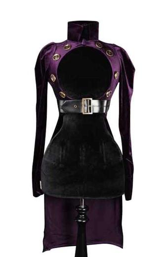 Victorian Steampunk Open Bust Womens Purple Velvet Tailcoat