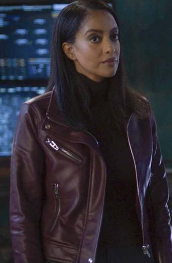 Azie Tesfai Supergirl Kelly Olsen Burgundy Leather Jacket