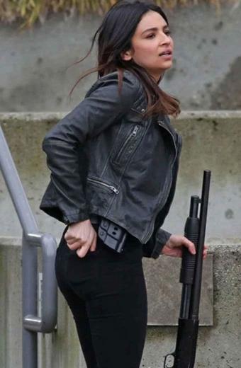 Supergirl Maggie Sawyer Floriana Lima Black Leather Jacket