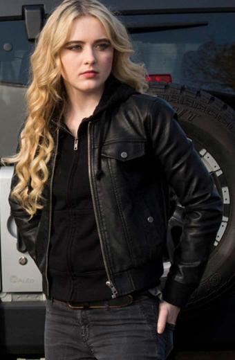 Supernatural Kathryn Newton Claire Novak Black Leather jacket