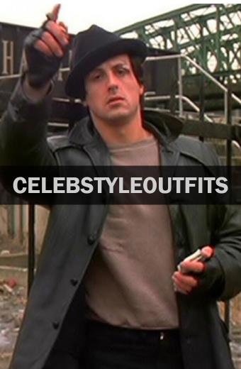 Sylvester Stallone Rocky Balboa Black Leather Trench Blazer