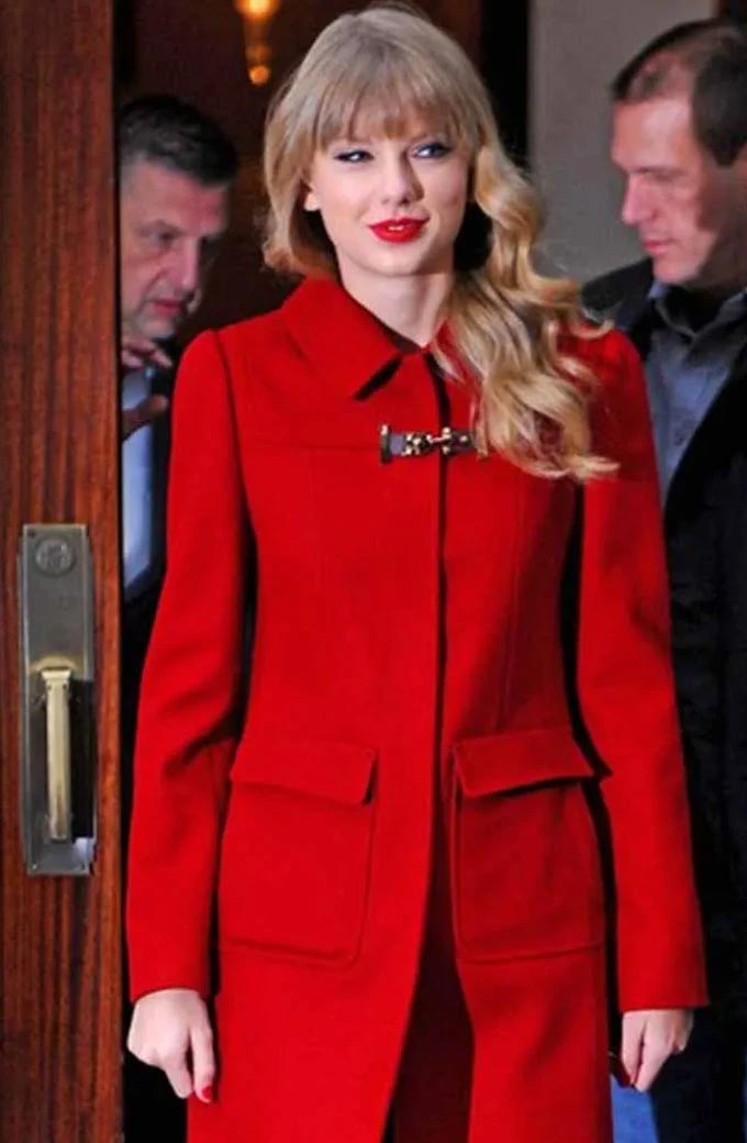 Taylor Swift Hotel De Crillon Paris Casual Red Wool Long Coat
