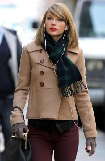 Taylor Swift Singer NYC Street Casual Womens Trench Pea Coat
