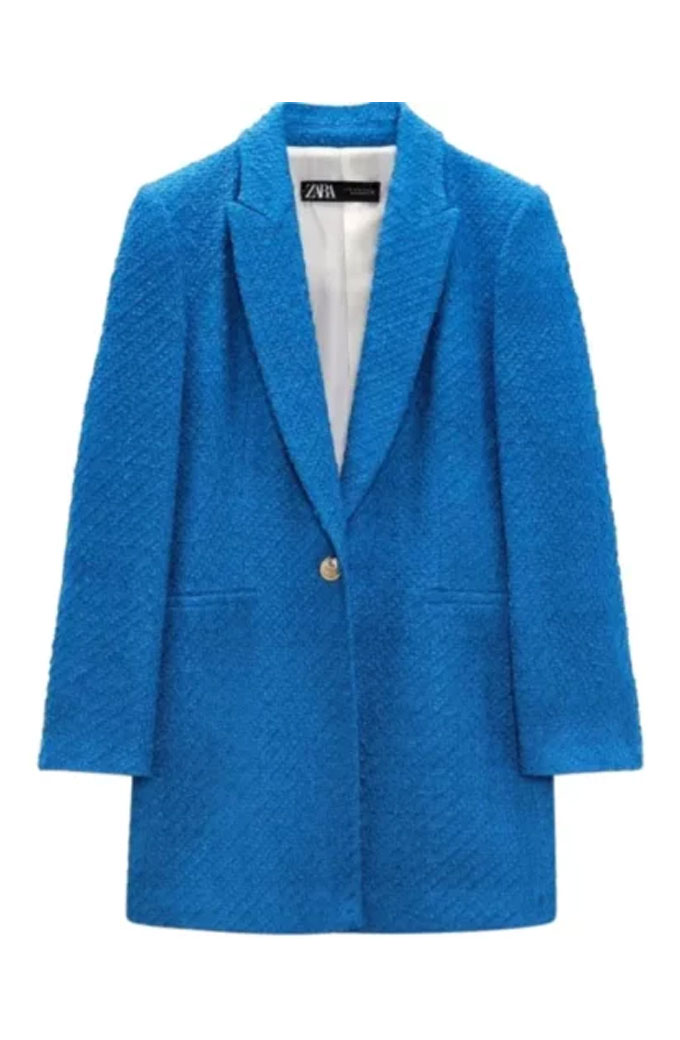 Hannah Waddingham Ted Lasso Rebecca Welton Blue Trench Blazer