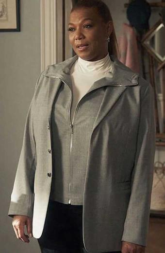 Queen Latifah Robyn McCall Equalizer Hooded Grey Cotton Blazer