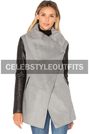 Iris West The Flash Candice Patton Grey Suede Leather Coat