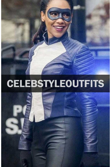 Iris West The Flash Candice Patton Cosplay Blue Leather Jacket