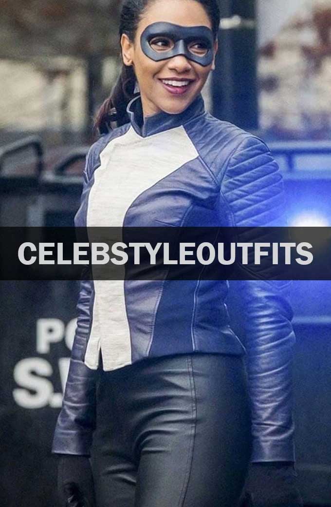 Iris West The Flash Candice Patton Cosplay Blue Leather Jacket
