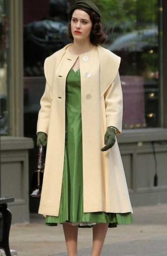Miriam Marvelous Mrs Maisel Rachel Brosnahan Long Beige Coat