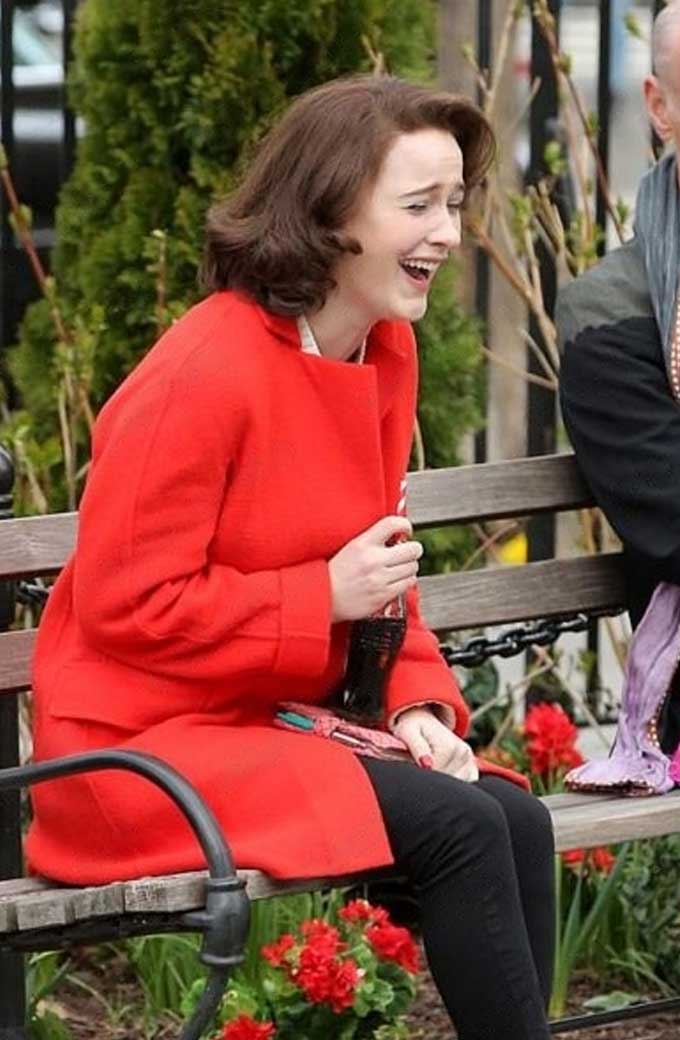 Rachel Brosnahan Marvelous Mrs Maisel Miriam Red Wool Coat the-marvelous-mrs-maisel-mid-length-coat
