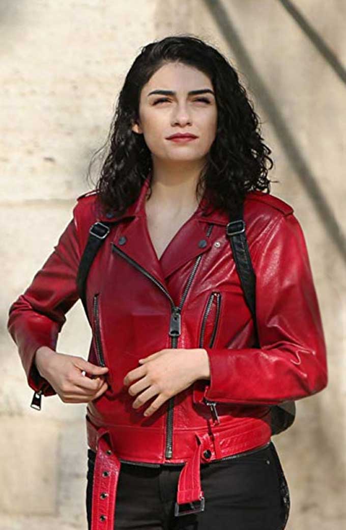 The Protector Zeynep Erman Red Genuine Leather Jacket