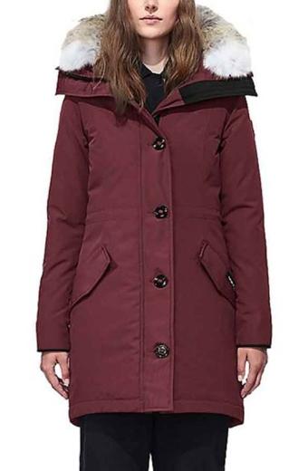 Stella Baker Republic of Sarah Cooper Fur Hooded Maroon Coat