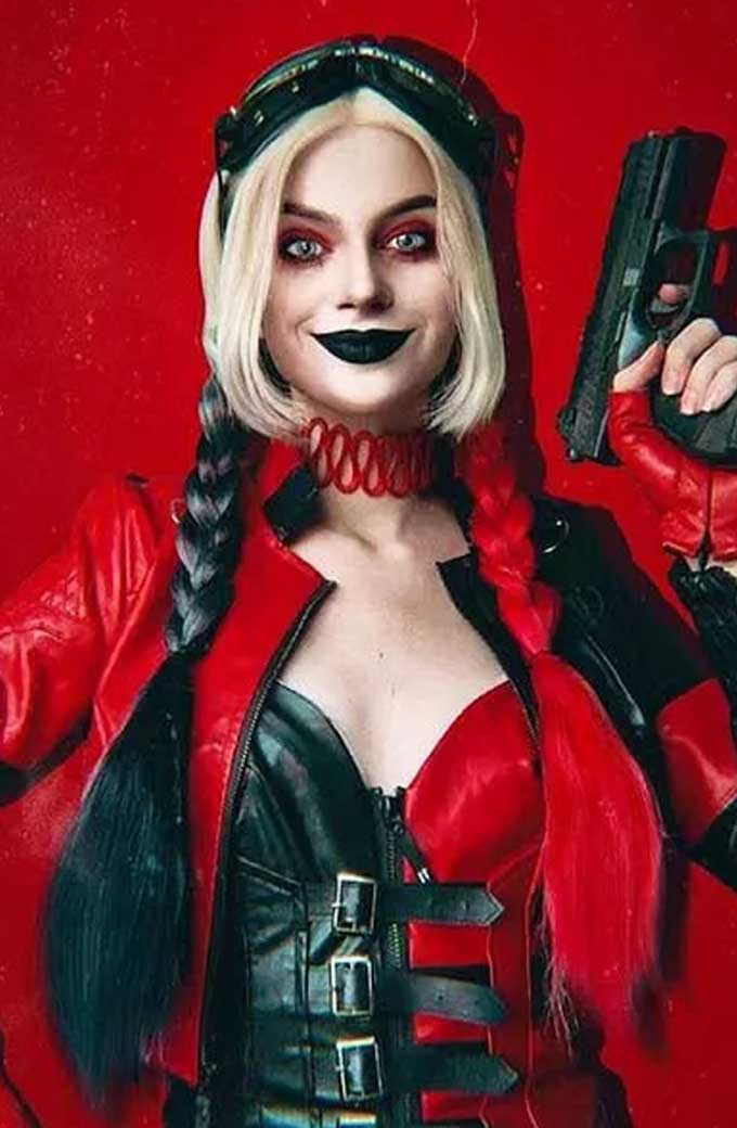 Margot Suicide Squad Harley Quinn Red Leather Jacket