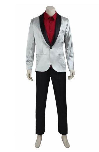Suicide Squad Joker Jared Leto Silver Cotton Trench Blazer