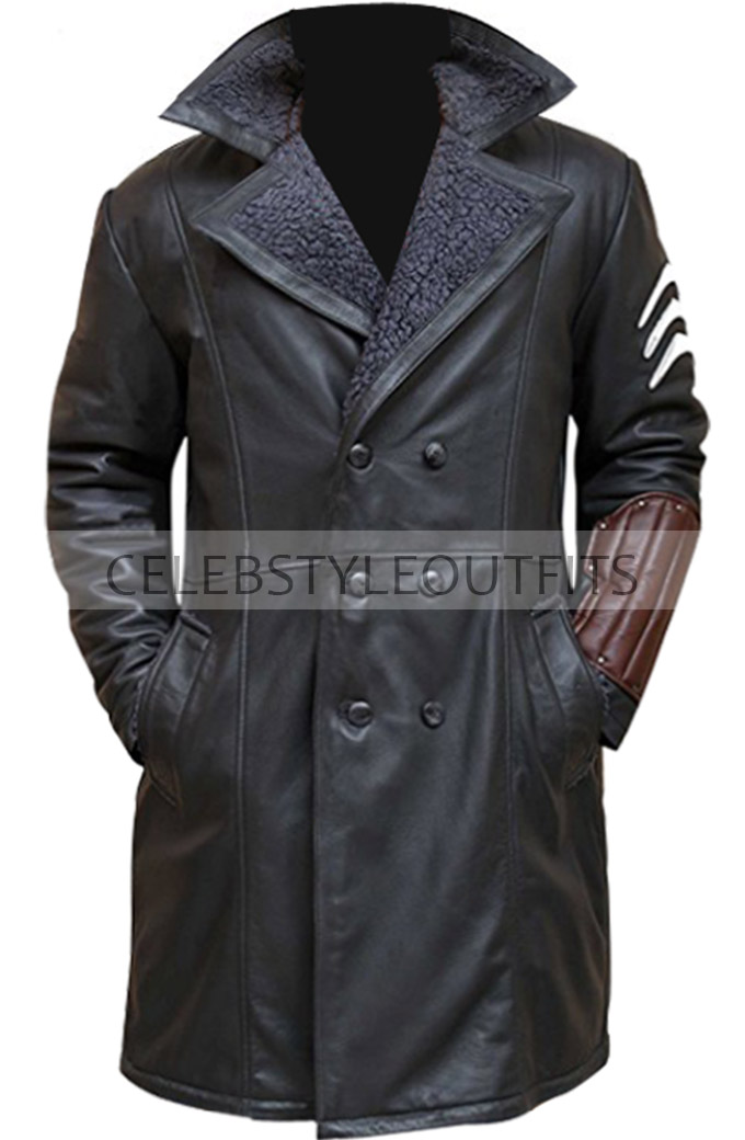 Suicide Squad Jai Courtney Shearling Black Leather Coat