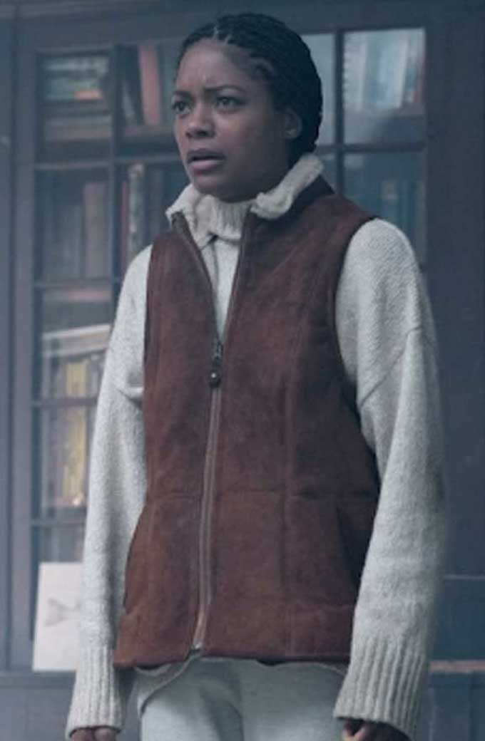 Helen Naomie Harris The Third Day Brown Suede Leather Vest