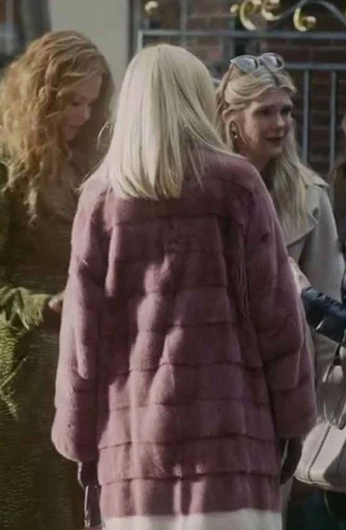 Janel Moloney Sally Maybury The Undoing Pink Fur Trench Coat the-undoing-janel-moloney-sally-maybury-coat