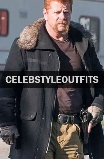 Walking Dead Michael Cudlitz Abraham Ford Black Wool Fur Coat