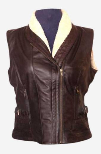 Walking Dead Laurie Holden Andrea Harrison Brown Leather Vest
